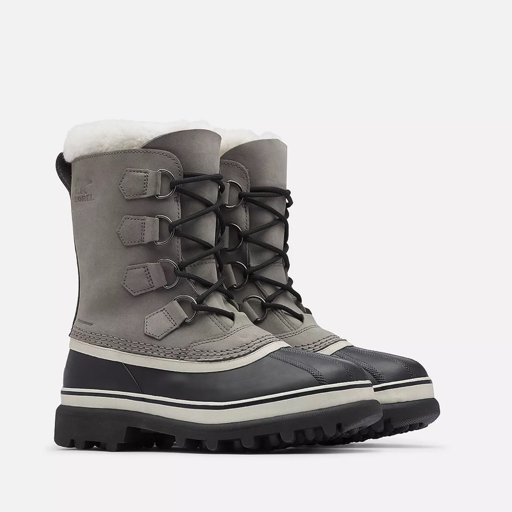 Sorel Caribou Waterproof Winter Boots Grey Stone Nubuck Snow Size 7 EU 38